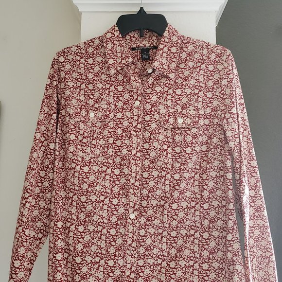 Lucky Brand Long Sleeve Button Down Collar Top M - Picture 1 of 10